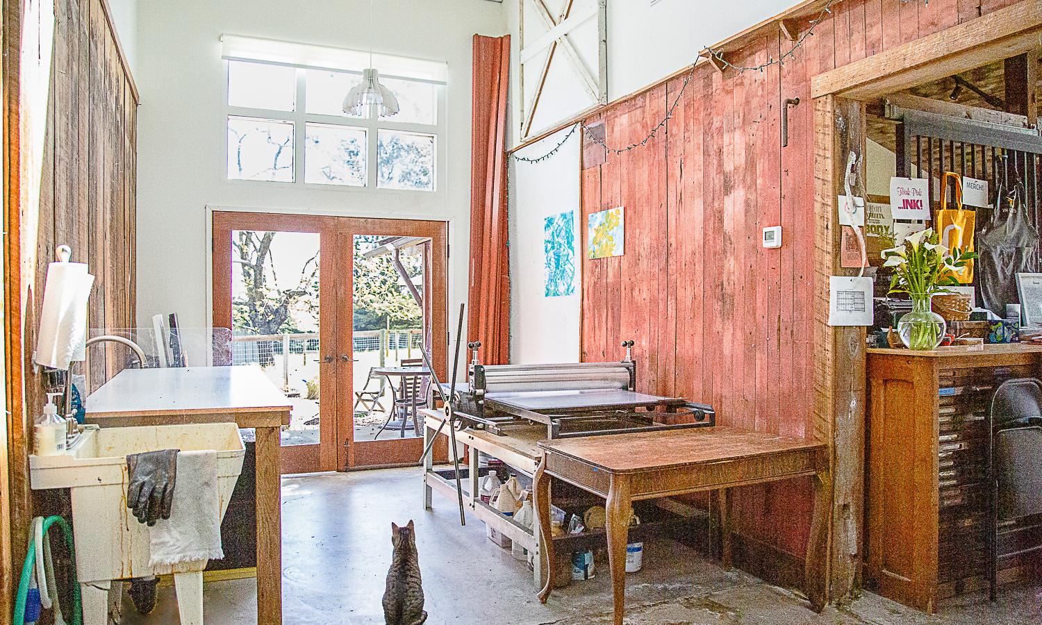 Conrad etching press in studio