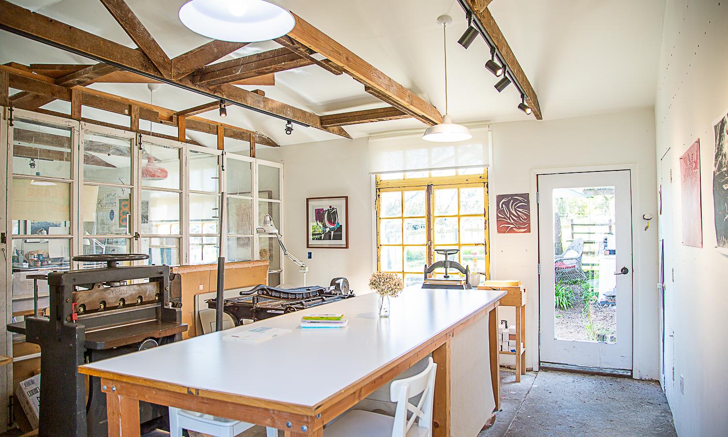 Bindery studio with large table