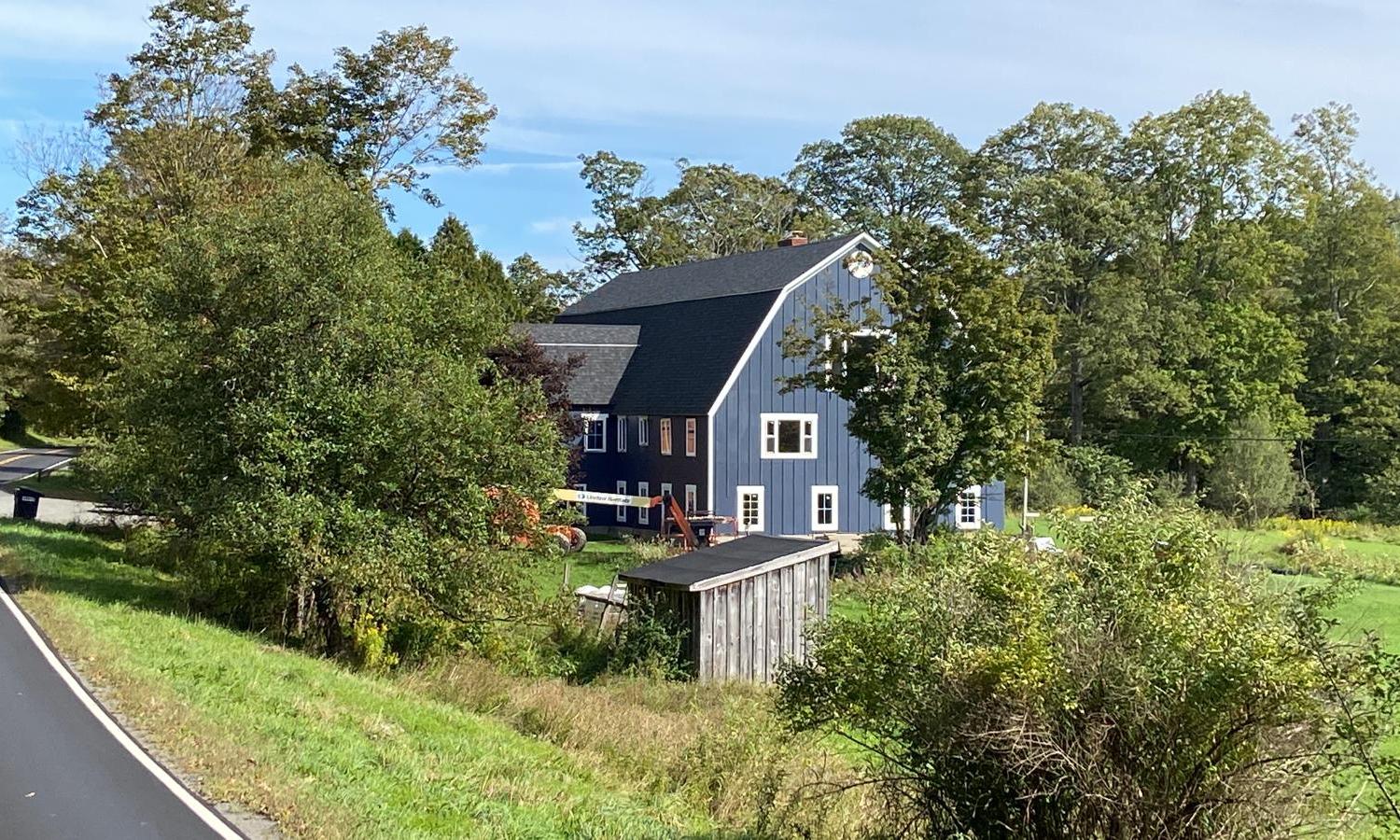 Side of blue barn
