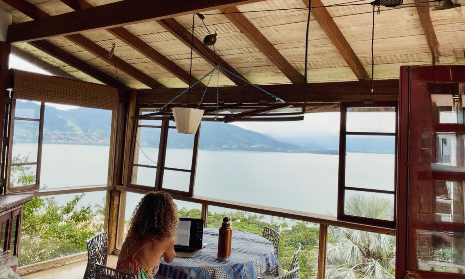 artist working at the house