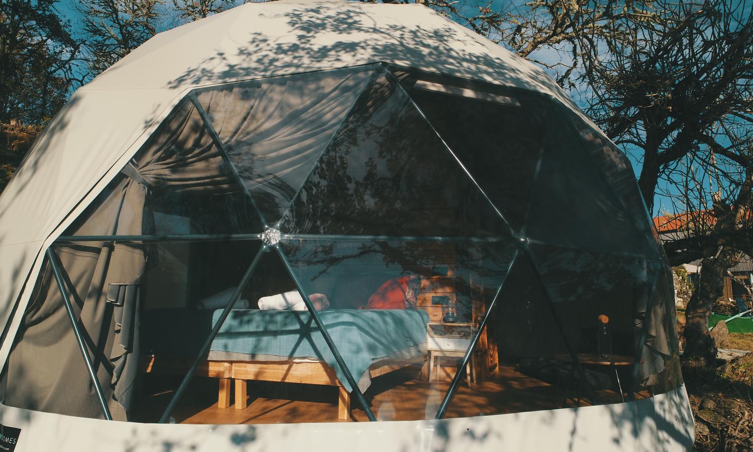 Inside a Geodesic Dome used as the residence for artists during the CME Residency at O Castro Art Village