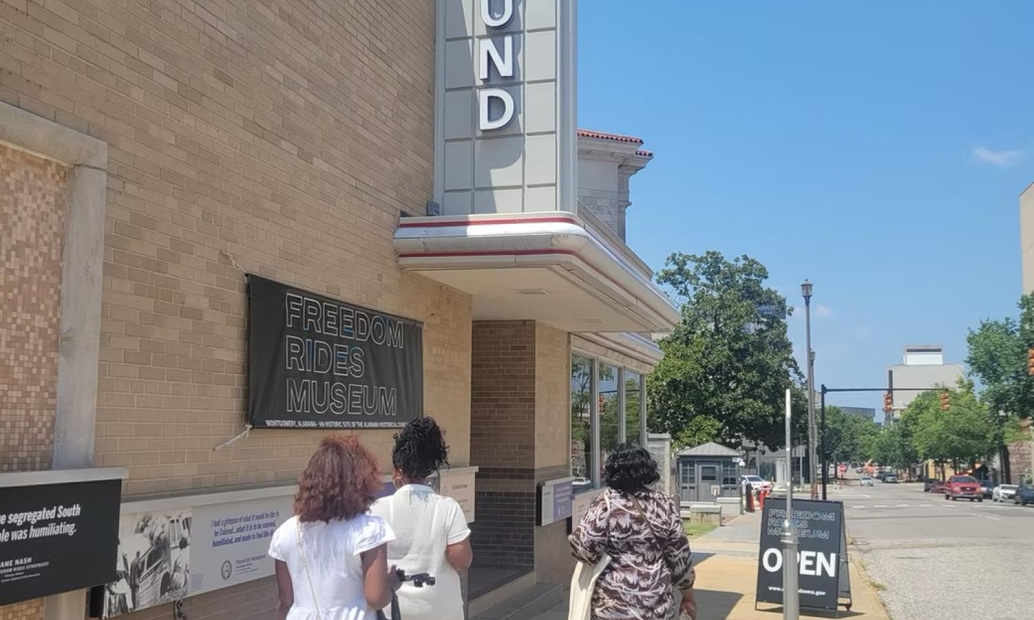 Cohort of SaltWater Road Arists 2024 exploring the Freedom Rides Museum in downtown Montgomery, Alabama.