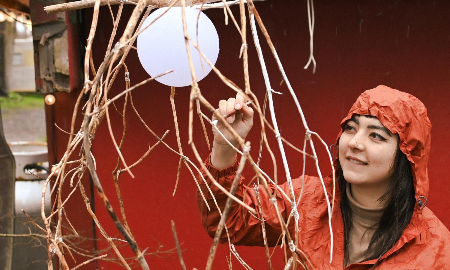 artist in residence creating work outdoors