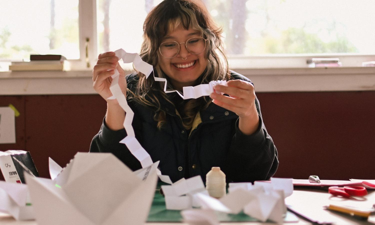 artist in residence creating work in shared pavilion studio space