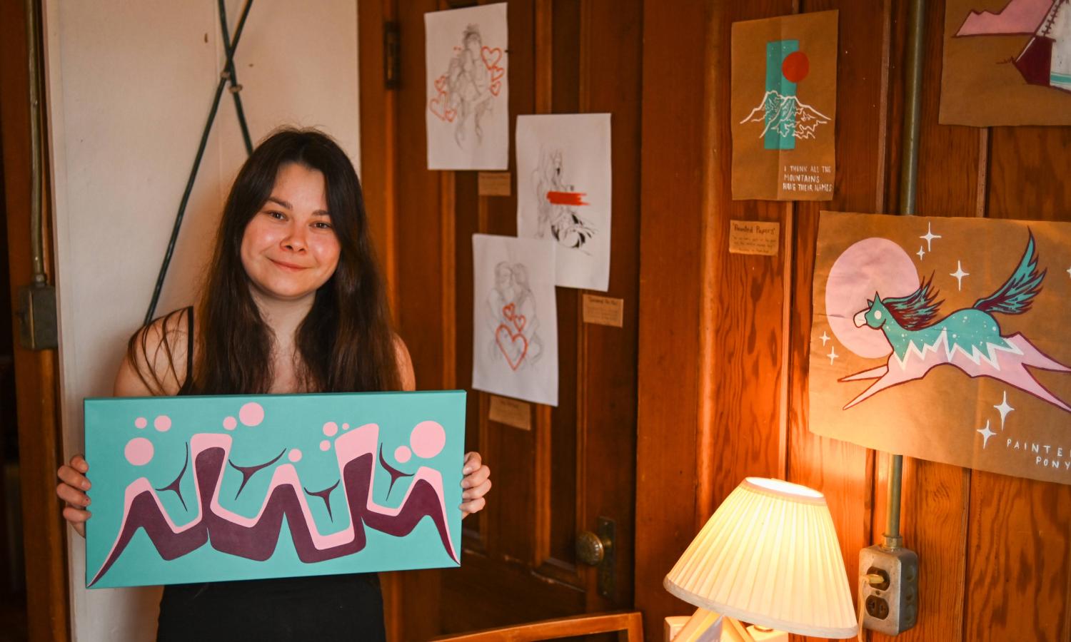 Painting artist in residence in lodge room