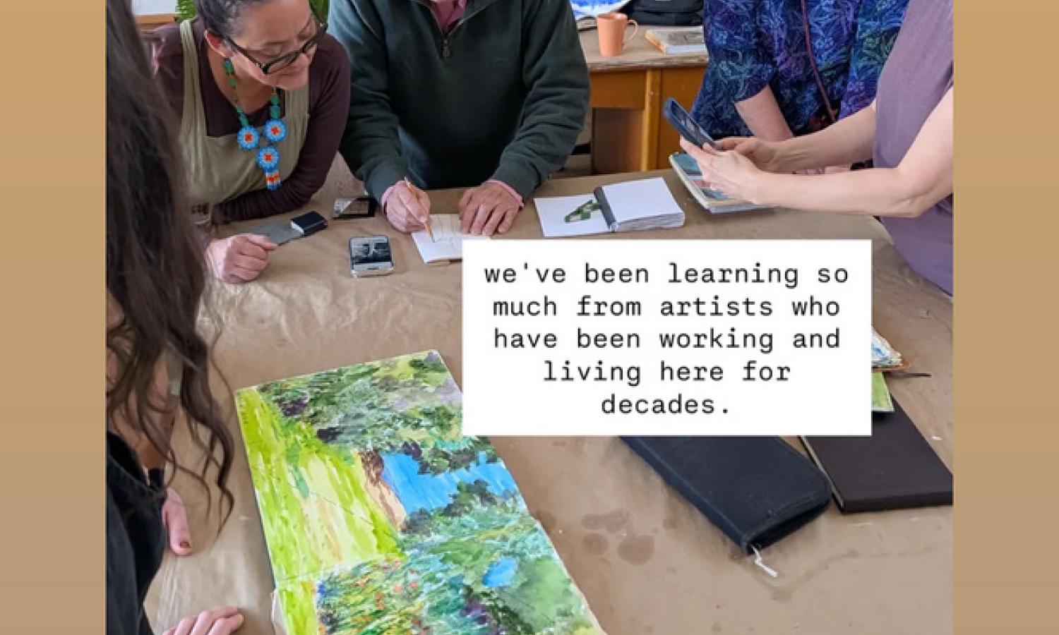 Visiting and local Island artists share a studio visit