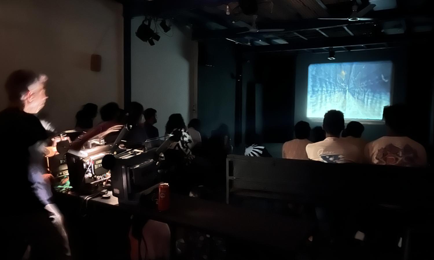 A film performance screening in the black box