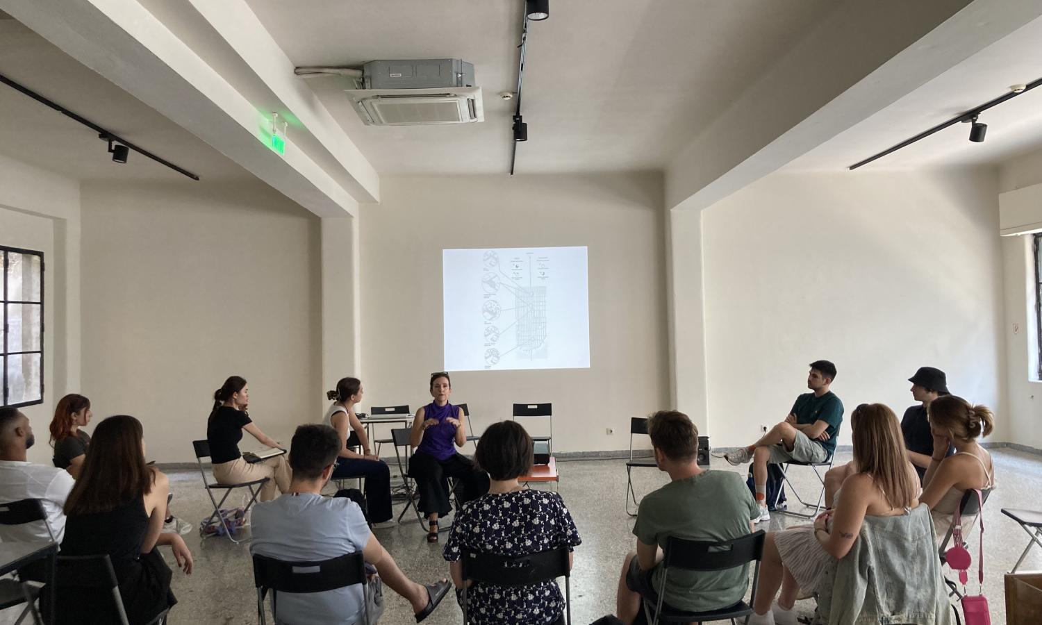 A meeting held in our exhibition space.