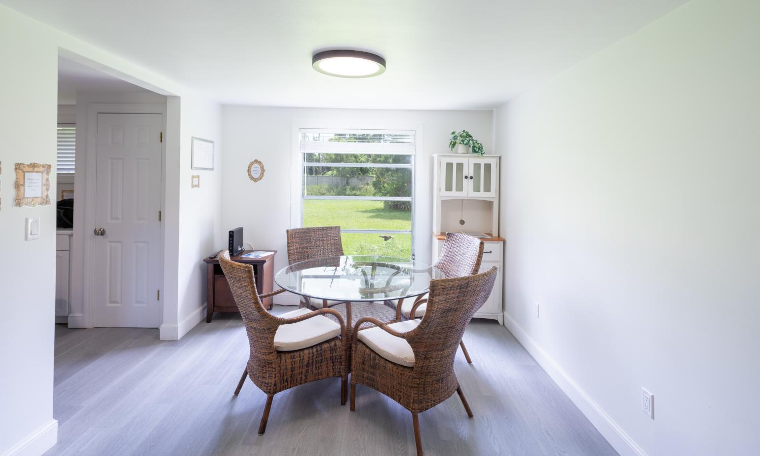 Dining room flooded with natural light