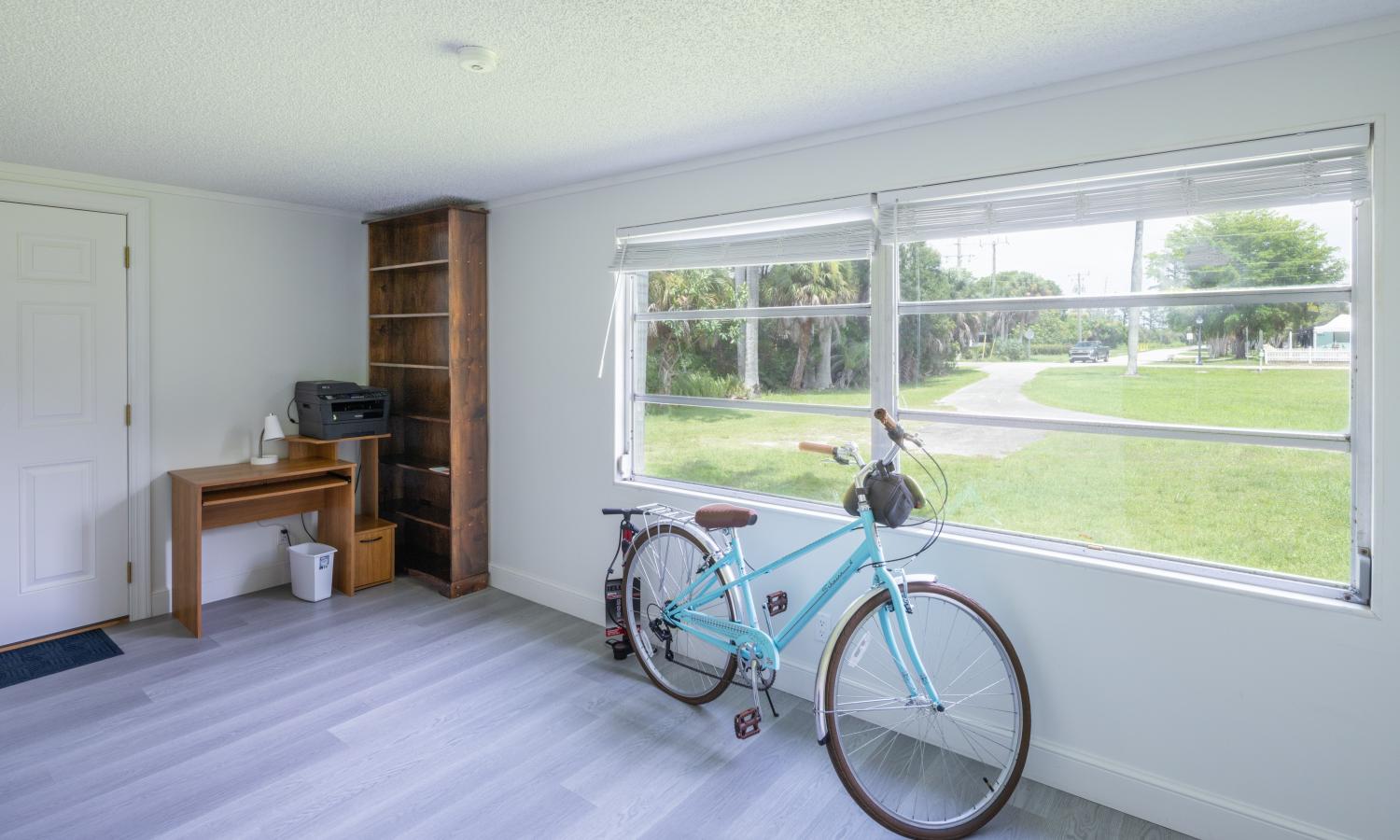 Light blue bicycle in an adult size