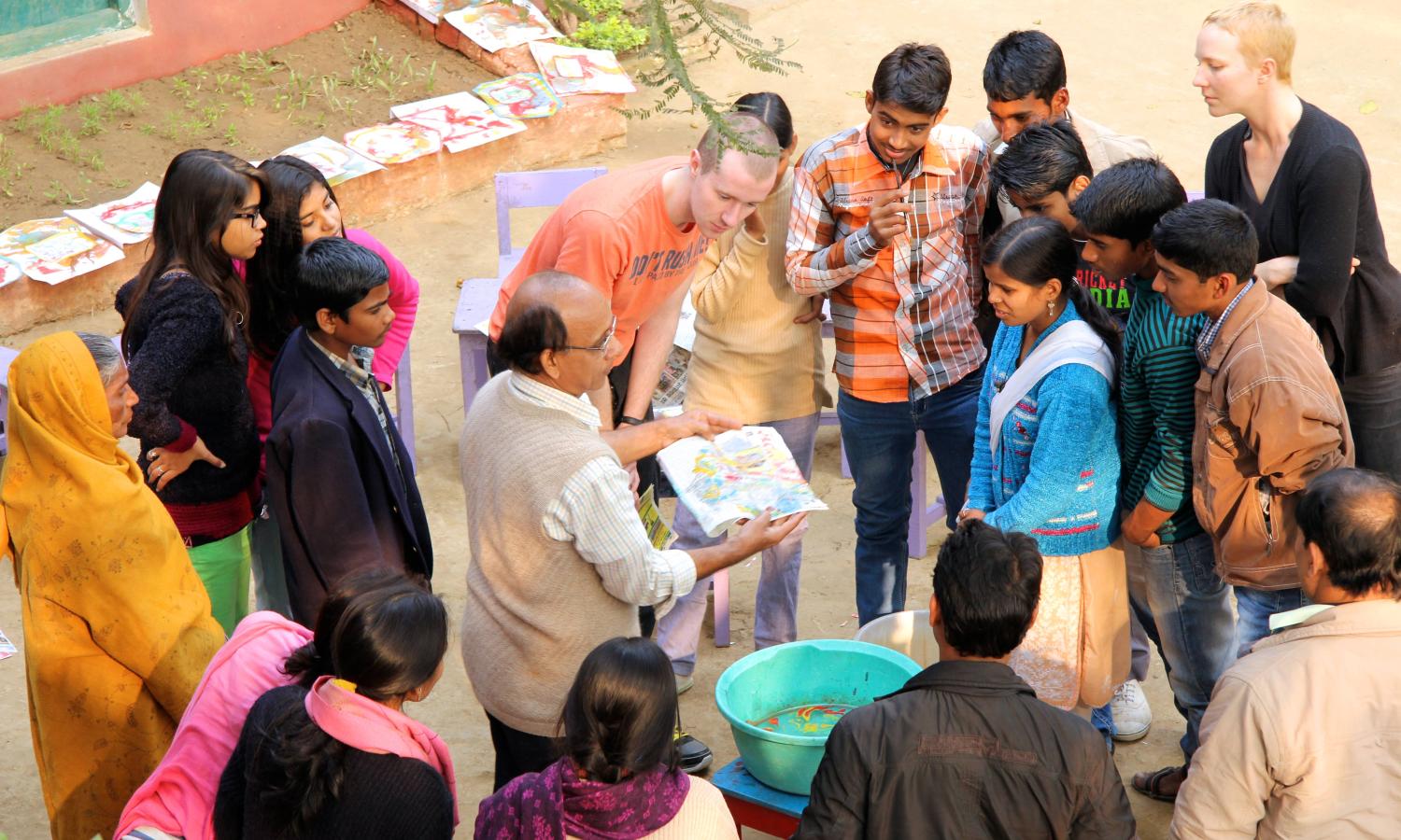 Art workshop during an artist-led retreat on NIRMAN's riverside campus