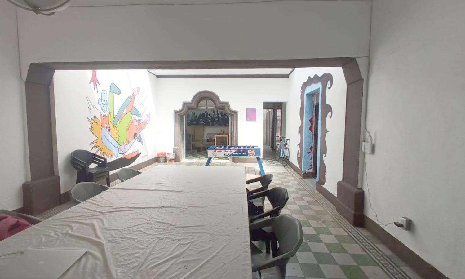Central patio with table